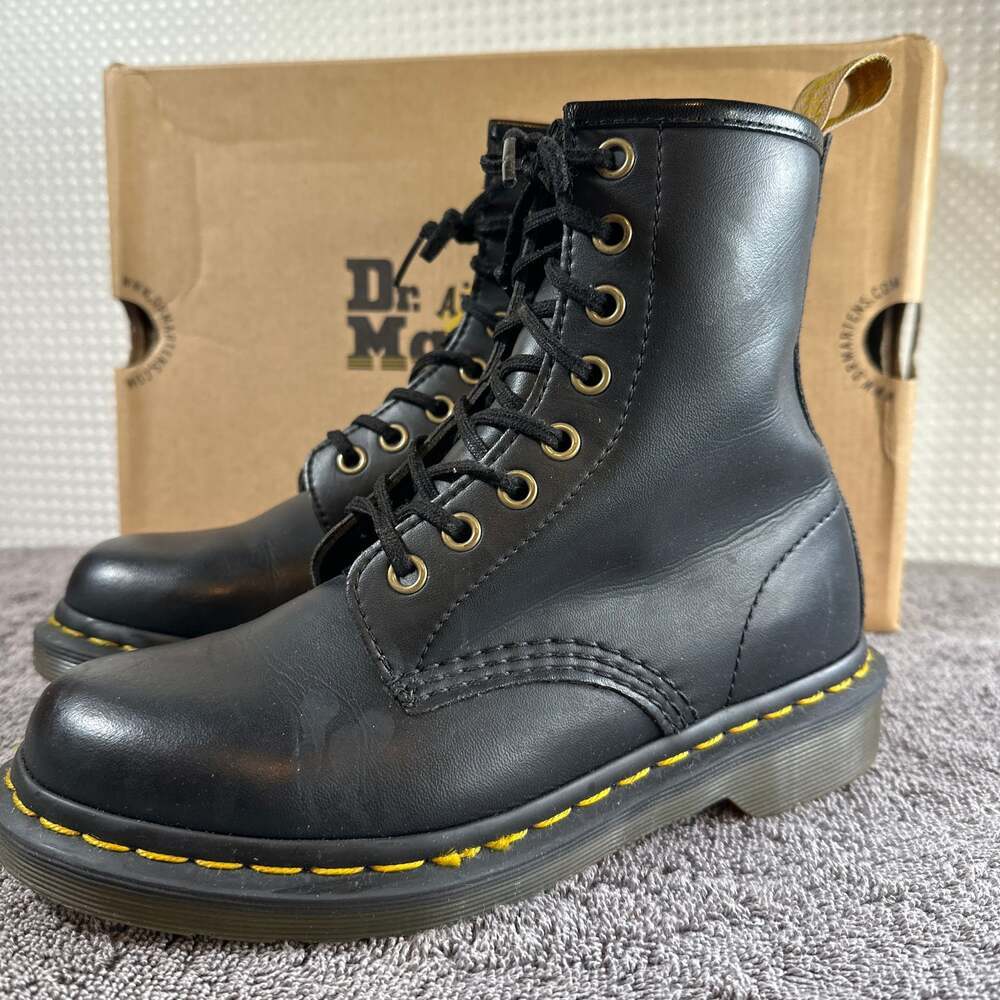Dr. Martens Vegan 1460 8-Eye Boots in Black Felix Rub Off - Picture 4 of 11
